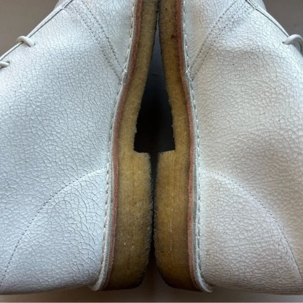 Tory Burch Bergen White Crackle Leather‎ Ankle Boots Booties Women 10 Academia